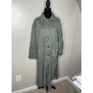 London Fog Women's Green Classic Trench Rain Coat Windbreaker Size 8